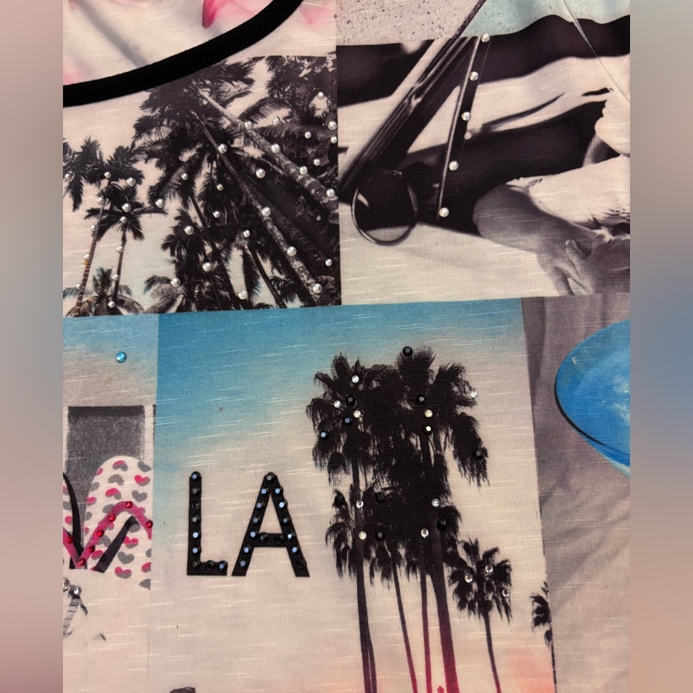 Style & CO LA Themed Graphic Tee with Fringe and sparkly gems! - Picture 15 of 16